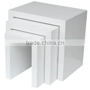White MDF High Glossy Small Coffee Table thumbnail-3