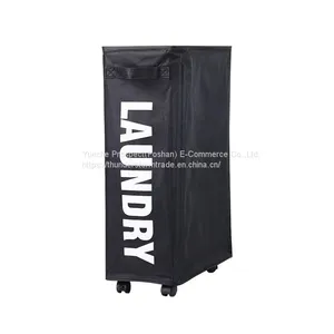 Customizable Color Rectangular Laundry Hamper With Wheels Easy-to-Operate Polyester Design for Home Bathroom Packed in Carton thumbnail-3