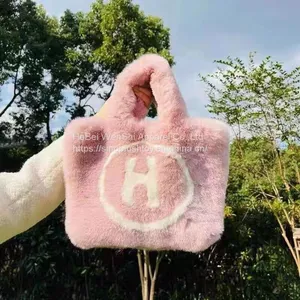 007New Winter Soft Large Faux Fur Purse Furry Tote Shoulder Plush Tote Bag thumbnail-1