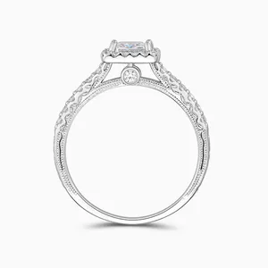 Shining Star Jewelry 1 Carat Princess Cut Moissanite Engagement Halo Ring thumbnail-5