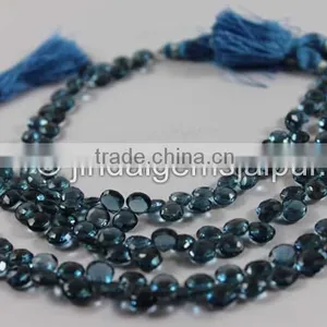 Wholesale Fine Grade London Blue Topaz Faceted Heart Beads 7 MM thumbnail-1