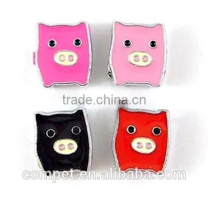 Pig Cartoon Enamel Slide Charm 8mm Inner Width Wholesale thumbnail-1
