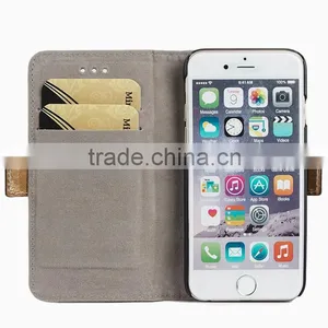 Genuine Leather & Denim Jean Flip Cell Phone Case/Booklet With Card Slots for IPhone 6/6plus for Lady/female Quality Choice thumbnail-3