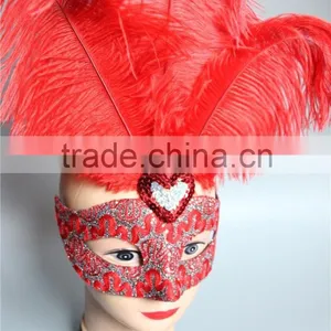 Event Products Red Artificial Ostrich Feather Decorations Party Dance Mask thumbnail-6