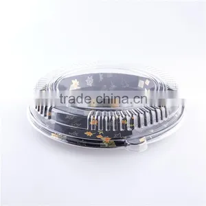 Round Disposable Plastic Container Sushi Party Tray Food Container for Take Out thumbnail-1