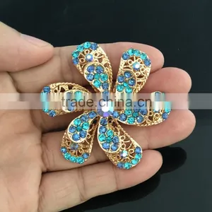 Double Layered AB Rhinestone Flower Brooch Pin For Wedding,Rhinestone Pin Buckle thumbnail-3