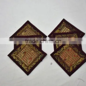 Indian Silk Table Runner With 6 Place Mats & 6 Coaster in Red Color Size 16*62 thumbnail-3