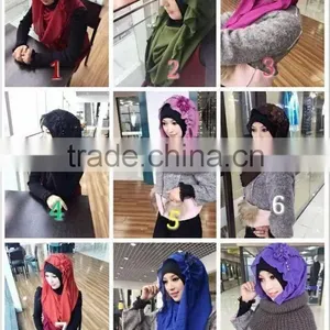 H257 Big Size Ninja Hats With Hoody and Handmade Flower and Beading thumbnail-5