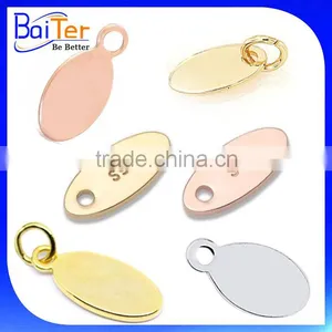 Custom Oval Shape Metal Logo Hand Stamped Small Metal Hang Jewelry Tag With Hole Quality Choice thumbnail-1