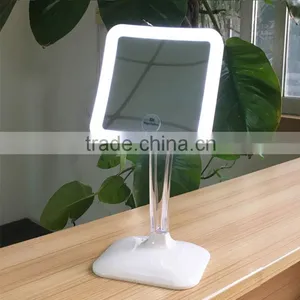 Makeup Mirror Square LED Lighted Vanity Mirror With Base Powerme Cosmetic thumbnail-1