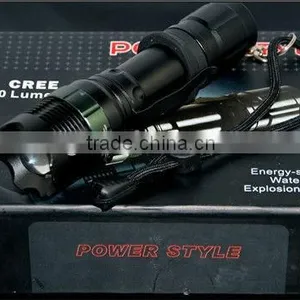 Power Style Cree LED Flashlight Waterproof Torch With Metal Hook LED Professional Lighting thumbnail-2