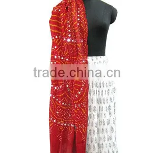Indian Wholesale Lot 100 Boho Bandhini Bandhej Cotton Shawl Dupatta Stole/Scarf thumbnail-1