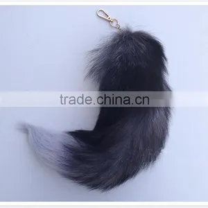 Natural Silver Fox Tail Fur Keychain / Fox Fur Tail Keychain / Dye Colorful Fox Tail Keychain Quality Choice thumbnail-3