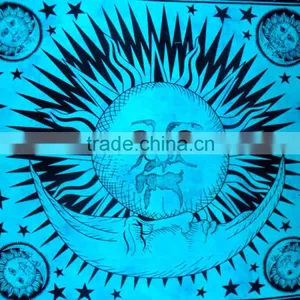 Sychedelic Celestial Tapestry, Sun & Moon Tapestry, Dorm Decor - Beach Picnic Sheet - Hanging Wall Art - Yoga Decoration, Indian thumbnail-3