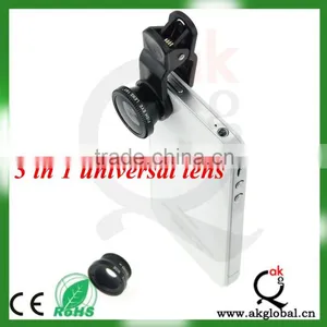 Blue Universal 3 in 1 Fisheye-Lens + Wide Angle + Macro Lens Clip Camera Photo Kit For Smart Phones thumbnail-6