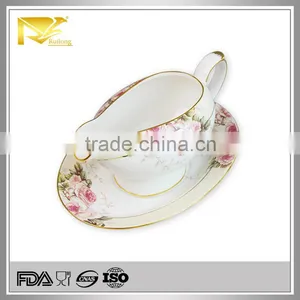 Porcelain Saucer Boat, Porcelain Gravy Boat, Gravy Boats With Saucer thumbnail-1