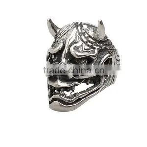 New Cool Punk Man's Titanium Steel GENUINE Quality Black Skull Ring Size thumbnail-1