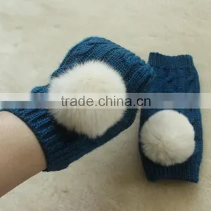 Women Fingerless Comfortable Thick Knit 30%Wool for Fashion Girl Knitted Gloves thumbnail-2