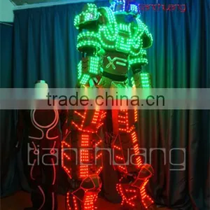 Stilt Walker Performer on Jumping Stilts With LED Costume, LED Stilt Costume thumbnail-3