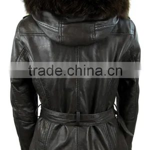 Ladies Genuine Leather Jacket With Fur thumbnail-4