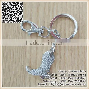 Fine Silver Shoes Keychain Crystal Diamond Key Ring For Promontion thumbnail-1