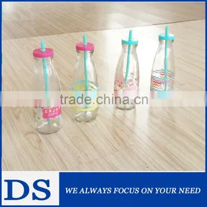 100ml/200ml/250ml/500ml/1000ml Milk Glass Bottle/ Empty Glass Milk Bottles With Plastic Cap and Sraw thumbnail-1