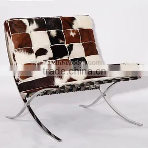 Furniture Factory Wholesale Kock off Barcelona Chair in Cowhide thumbnail-1