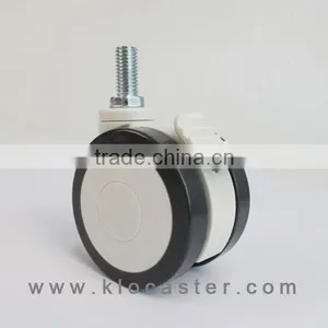 Double Wheel PU&nylon Medical Caster With Threaded Stem,hospital Bed Caster thumbnail-1