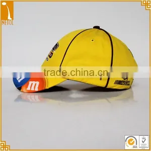 High Quality Unisex Yellow 6 Panel 100% Cotton Embroidered Custom Racing Car Baseball Cap Wholasale thumbnail-2