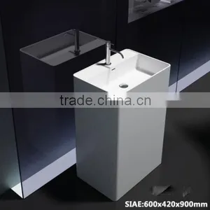 Wholesales Marble Wash Basin Price Free Standing Solid Surface Pedestal Wash Basin thumbnail-6