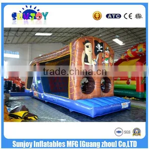 CE New Pirate Inflatable Obstacle Course With Climbing Wall / Outdoor Jumping Slide thumbnail-1