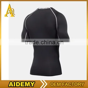 OEM Service Men Sportswear 2 Tones T-shirt Gym Tight Fitness Jogging Tanktop High Quality 2016 Mens t Shirts thumbnail-3