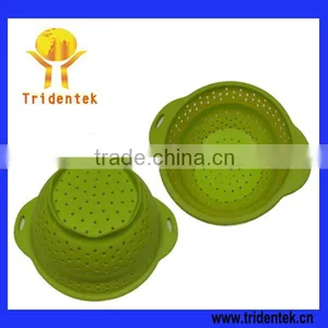 2014 Best Seller Non-toxic Portable Silicone Colander Bowl With Stainless Steel thumbnail-2