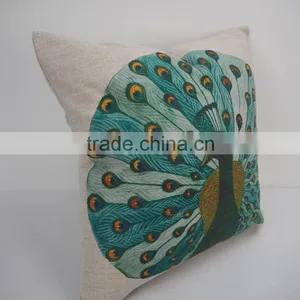 Square Peacock Design Sublimation Printed Pillow Case/cushion Cover Wholesale thumbnail-2
