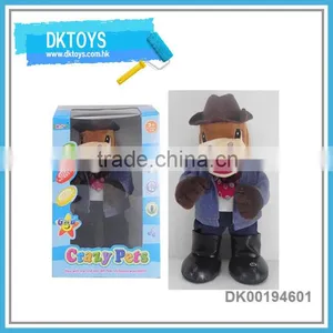 Hot Sale New Item B/O Music Dancing Cowboys Brown Horse Color Box Plush Kids Toys thumbnail-1