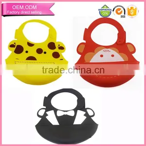 Soft Waterproof Feeding Baby Bibs Silicone With Food Catcher Pocket in Stock thumbnail-1