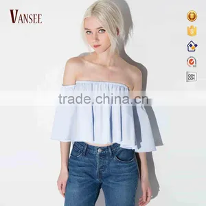 Summer Sexy off Shoulder Loose Fit Plain Short Sleeve Blouse thumbnail-1