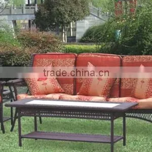Garden Rattan Wicker Sofa Set Furniture Cushioned Ottoman thumbnail-1