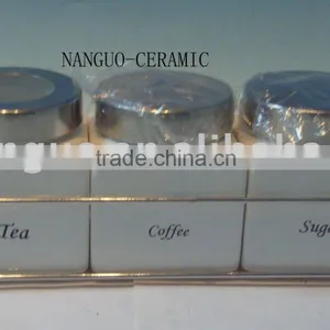 Ceramic Storage Jars Coffee Tea Sugar With Lid thumbnail-1
