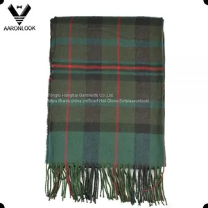 2017 Fashion New Unisex Acrylic Cashmere Brushed Stripe Plaid Scarf With Fringes thumbnail-2
