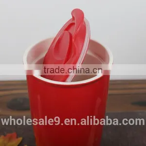 Double Wall Ceramic Traveler Coffee Mug With Lid thumbnail-4