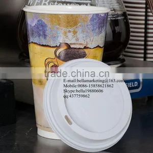Wholesale Disposable Plastic Flat Lid, White Hot Paper Cup Travel Lid for 20 Oz. Cups thumbnail-2