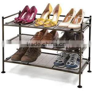 Vivinature 3 Tiers Iron Mesh Shoes Rack Storage Shelf in Living Room thumbnail-5