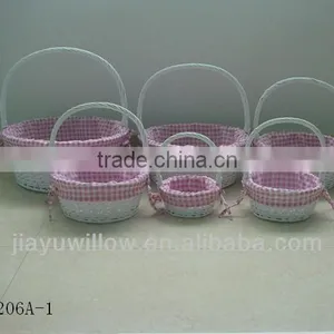 Bowknot Lined Willow Wicker Baskets thumbnail-1