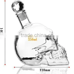 Haonai Wholesale 750ml 1000ml Glass Vodka Whisky Wine Skull Bottles With Stopper thumbnail-1