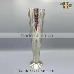 Handblown Tall Silver Trumpet Glass Vases thumbnail-1