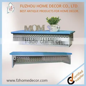 2017 Hot Sell Hollow Out Metal Wall Shelf With Wooden Board for Wall Decoration thumbnail-5