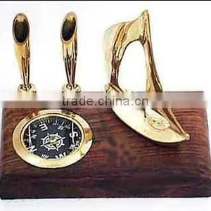 Pen Holder With Compass, Wooden Pen Holder With Compass, Fancy Pen Holder, Handmade Pen Holder, Wooden Base Pen Holder thumbnail-1