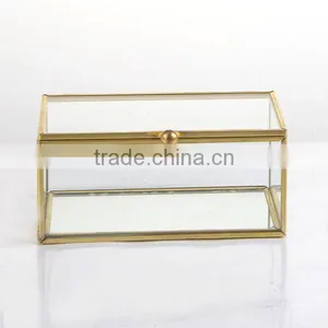 Wholesale Copper Edge Rose Gold Twelve Face Body Geometry Glass Terrarium For Wedding Decoration thumbnail-1