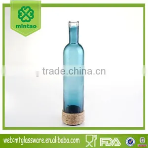 Spray Blue Round Glass Milk Bottle Oil &rope Vase thumbnail-1